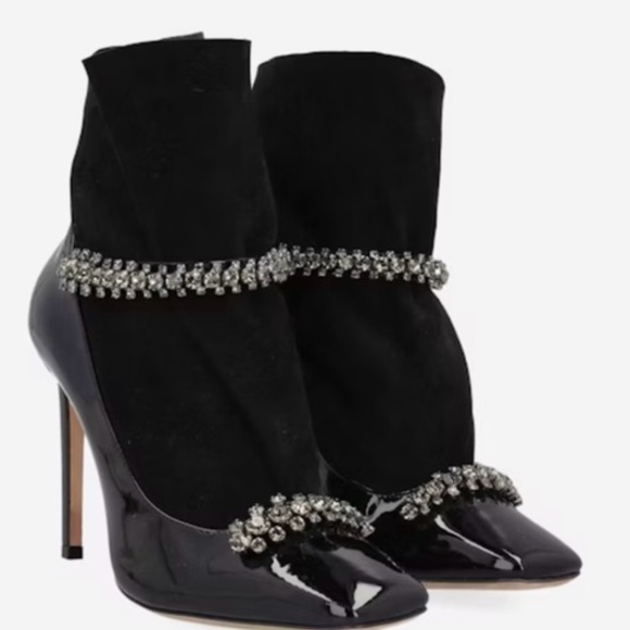Jimmy Choo Crystal Suede Booties - Picture 1 of 5